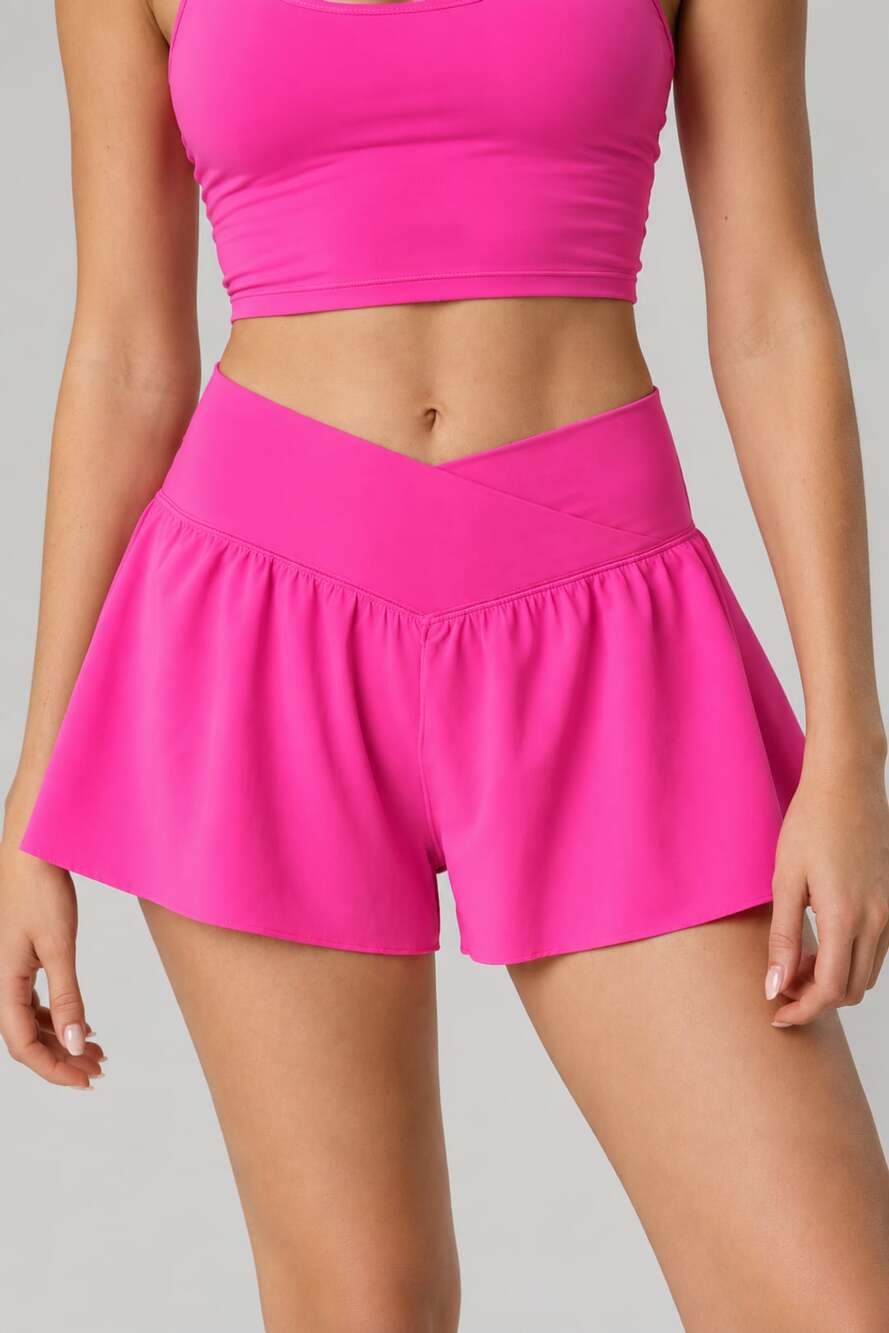 OFFLINE by Aerie Crossover High Waisted Flowy Athletic Shorts